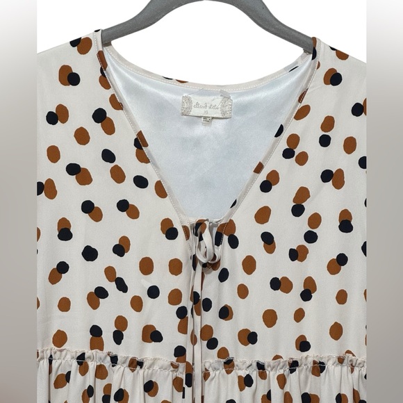 ALTAR’D STATE Polka Dot Babydoll Dress XS 17” p2p Tan Multi $80 Retail NWOT - Picture 5 of 12
